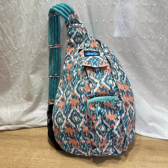 Kavu Sling Rope  Boho Geo Print Travel Crossbody Backpack - Picture 1 of 6